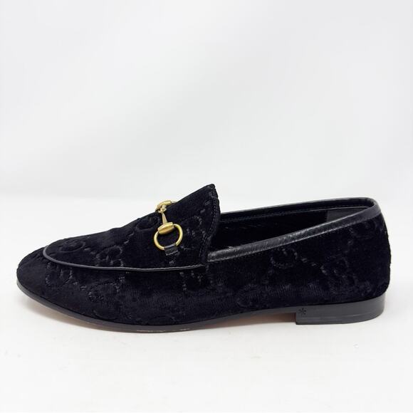 Gucci Jordaan GG Horsebit Velvet Loafers Flats - Picture 9 of 13